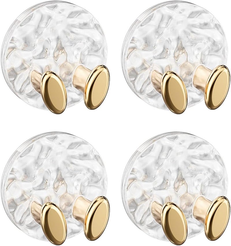 Gold Adhesive Cord Hooks 4 Pack Damage Free Wall Mount for USB Cables Chargers Power Strips - Image 1